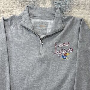 Jayhawks Quarter Zip Pullover Gray Women's Size Medium